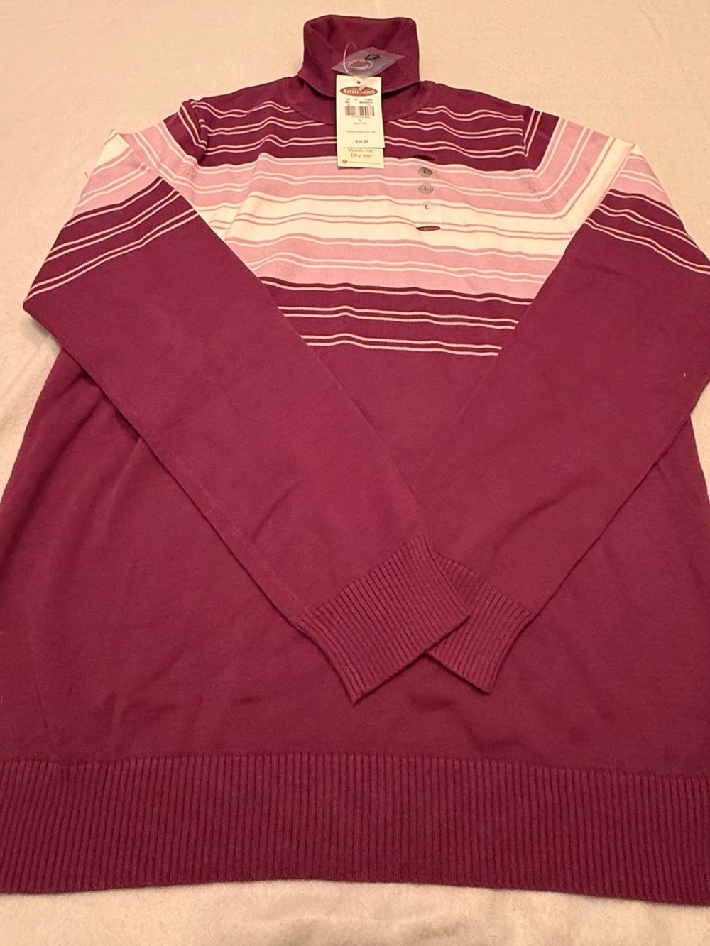 Northern Reflections Women's Striped Mock Neck Sweater – Size Large – NWT